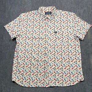 Burlebo Mens 2XL Short Sleeve Button Up Shirt All Over Duck Print